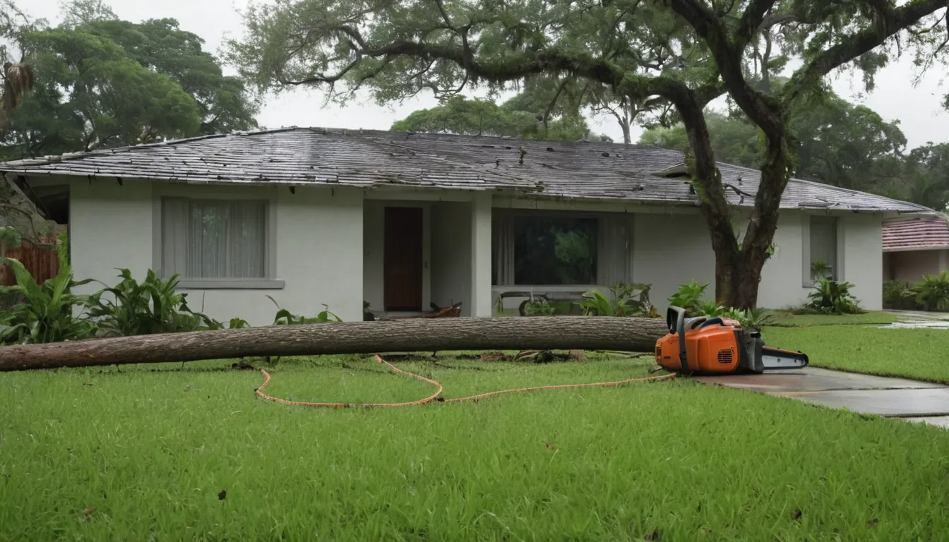 A local tree provider cutting a fallen tree safely beside a home in Homestead